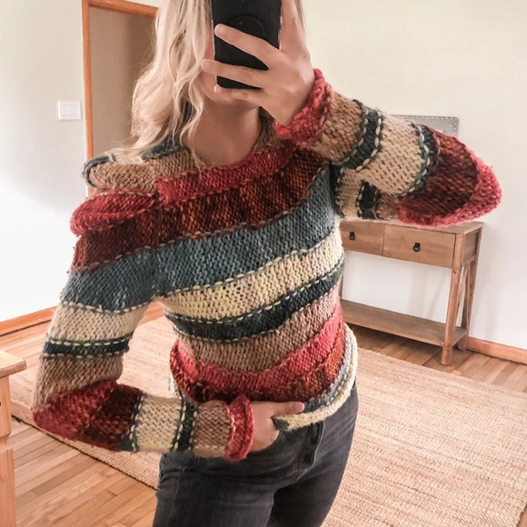 Ulla Johnson Sweaters - Ulla Johnson Violetta 100% Merino Wool Striped Hand Knit Designer Sweater PS NWT